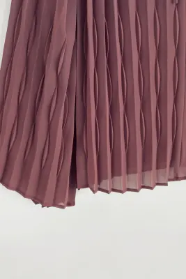 BLOUSE PLISSÉE EN GEORGETTE ENCOLURE À NOUER - ROUILLE — photo 2