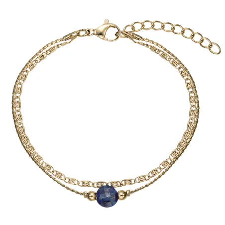 Bracelet acier doré avec pierre bleue 608461