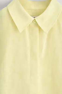 CHEMISE OVERSIZE À MANCHES COURTES EN LIN - JAUNE — photo 2