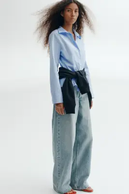 Chemise ajustée - Bleu clair/rayures tennis — photo 1