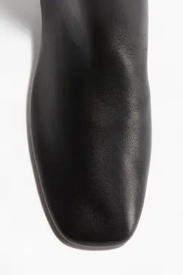 Bottines à talon en cuir - Noir — photo 3