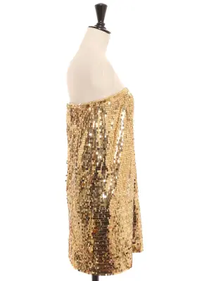 Robe de cocktail bustier brodée de sequins dorés Prix boutique 1400€ Taille S — photo 3