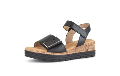 Sandales Gabor 82.700.57 Noires - Cuir Velcro Grande Pointure Femme — photo 1
