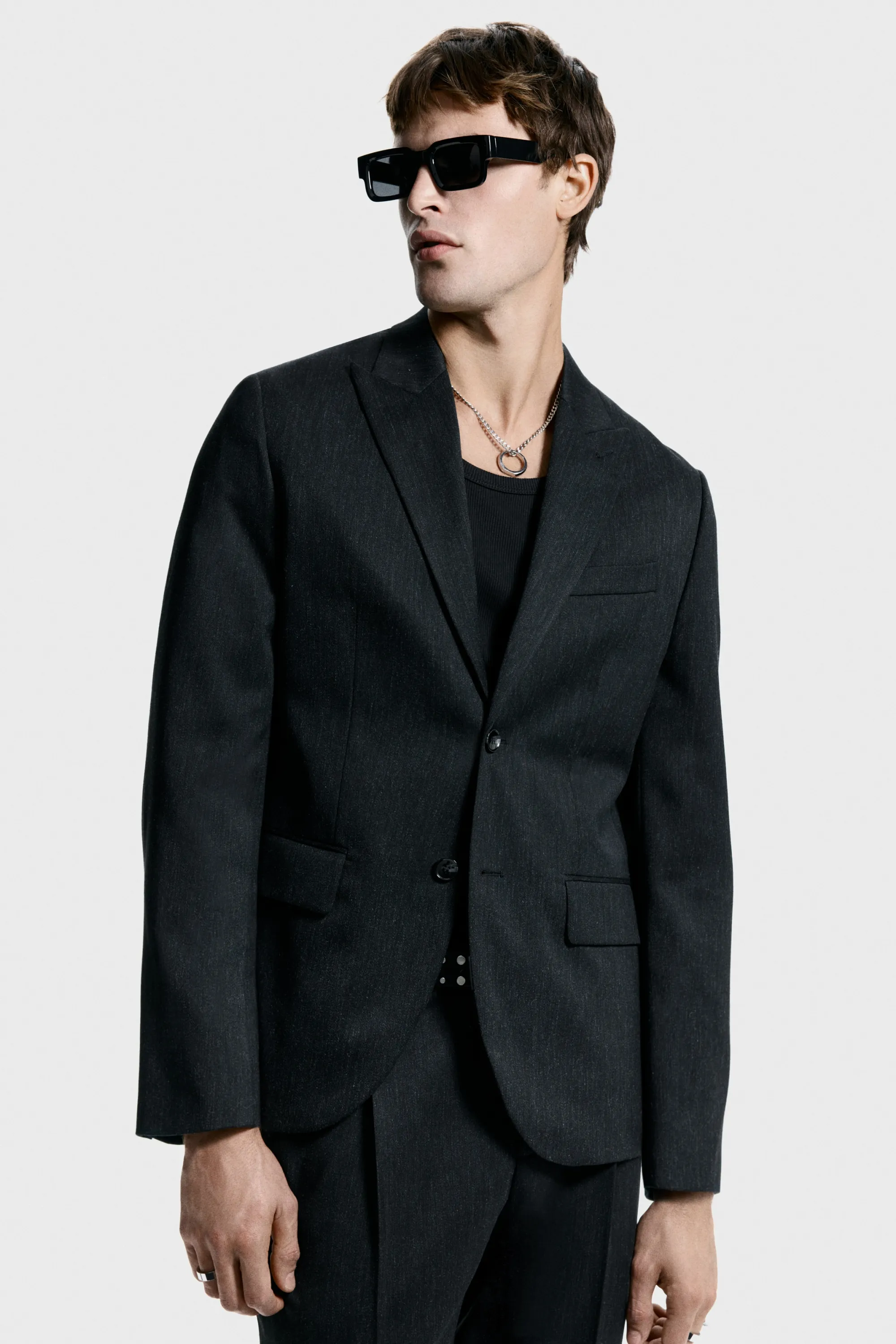 Veste Regular Fit à fermeture droite - Gris foncé