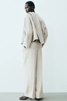 Manteau fait main en laine mélangée - Grège clair — photo 3