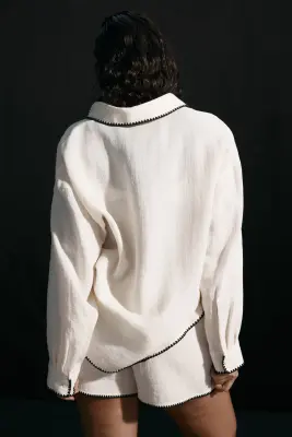 Chemise de plage oversize - Crème — photo 3
