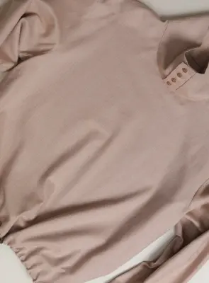 Large Neck Sweatshirt in Taupe Cotton Flannel