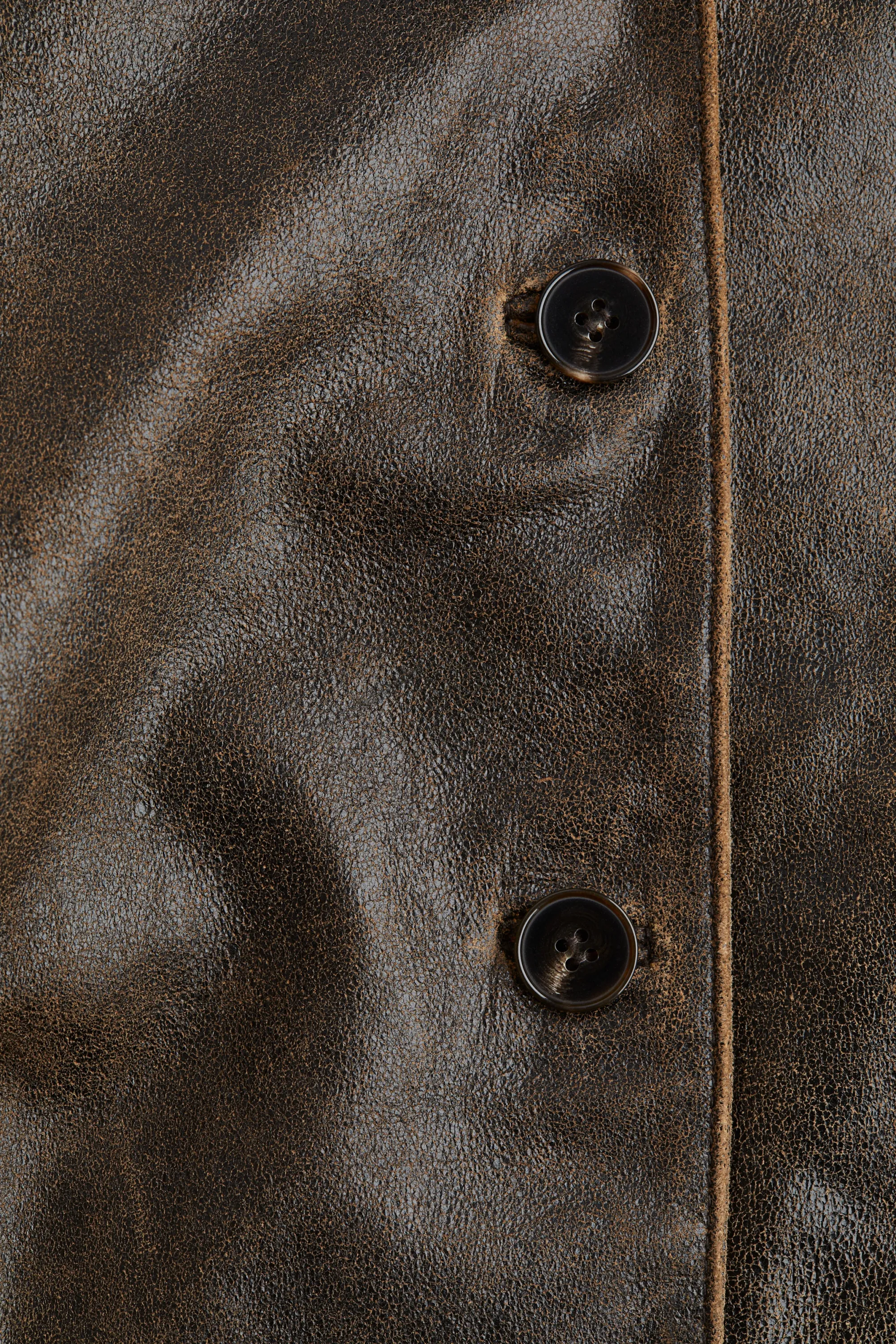 Veste en cuir - Marron foncé