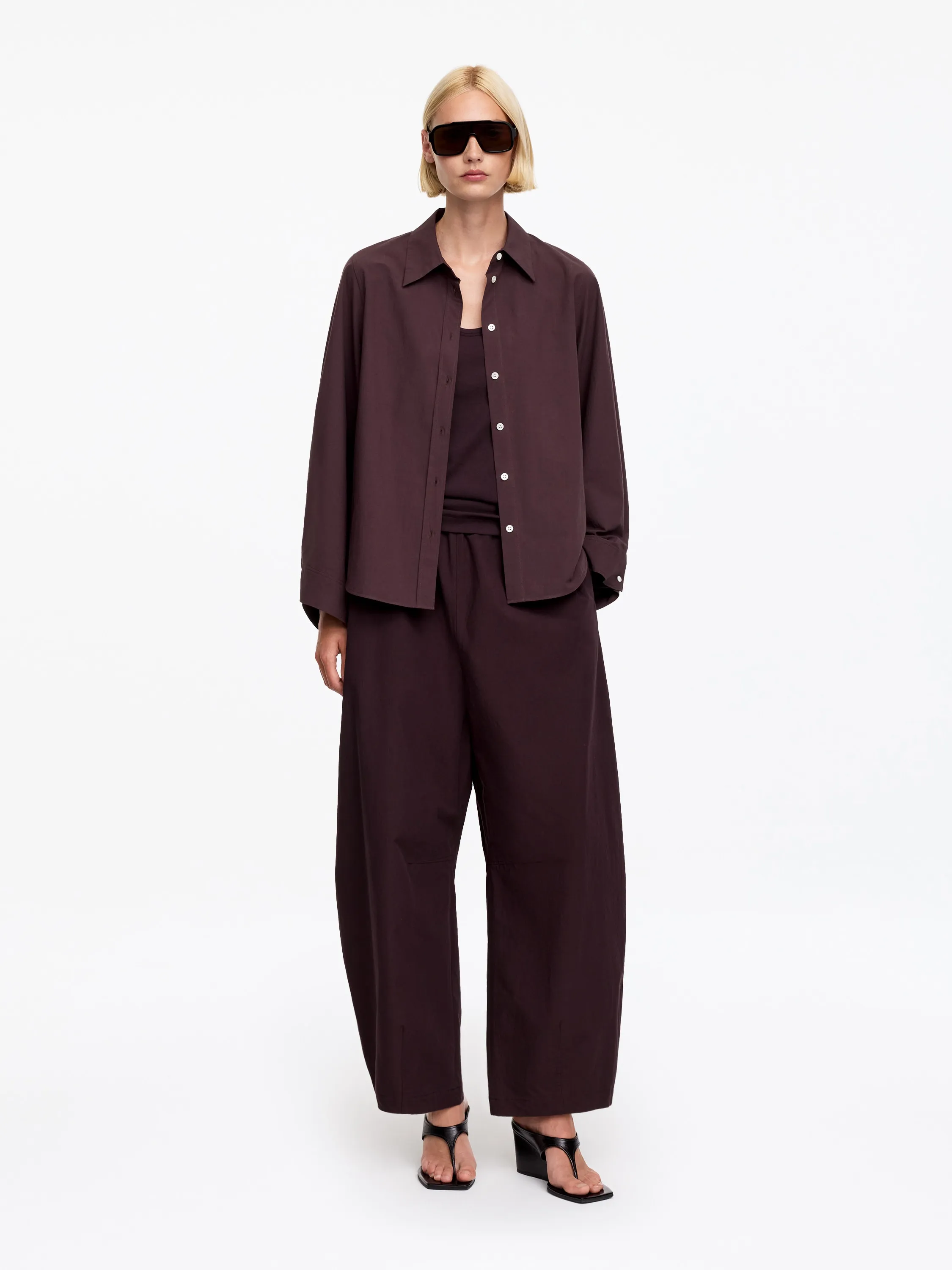 Chemise à manches volumineuses - Marron foncé