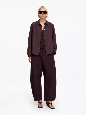 Chemise à manches volumineuses - Marron foncé — photo 1