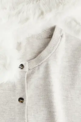 Gilet avec col - Beige clair chiné — photo 4