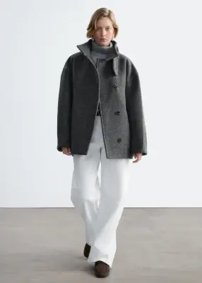 Manteau à motif chevron - Gris — photo 3