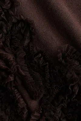 Pull sans manches avec appliqué en mesh - Marron foncé — photo 3