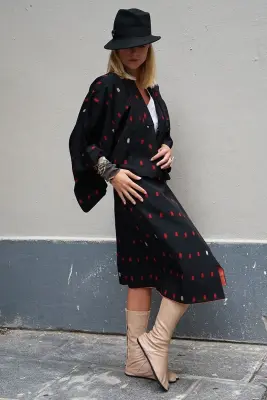 Jupe kimono Kasuri noir — photo 2