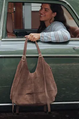 Grand sac en cuir suédé Femme — photo 2