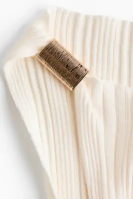 Top asymétrique en maille côtelée - Crème — photo 3