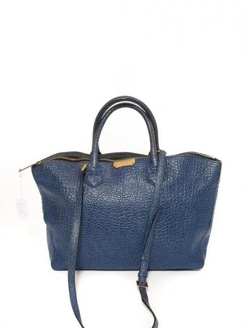 Sac Dewsbury Convertible Tote Heritage en cuir grainé bleu à bandoulière Prix boutique 1800€