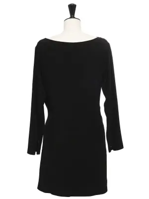 Mini robe de cocktail décolleté plongeant en crêpe noir Px boutique 1100€ Taille 40 — photo 4
