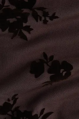 Top asymétrique avec imprimé floqué - Marron foncé — photo 4
