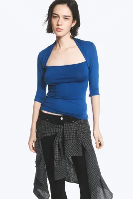 Boléro ajusté en lyocell - Bleu vif — photo 2