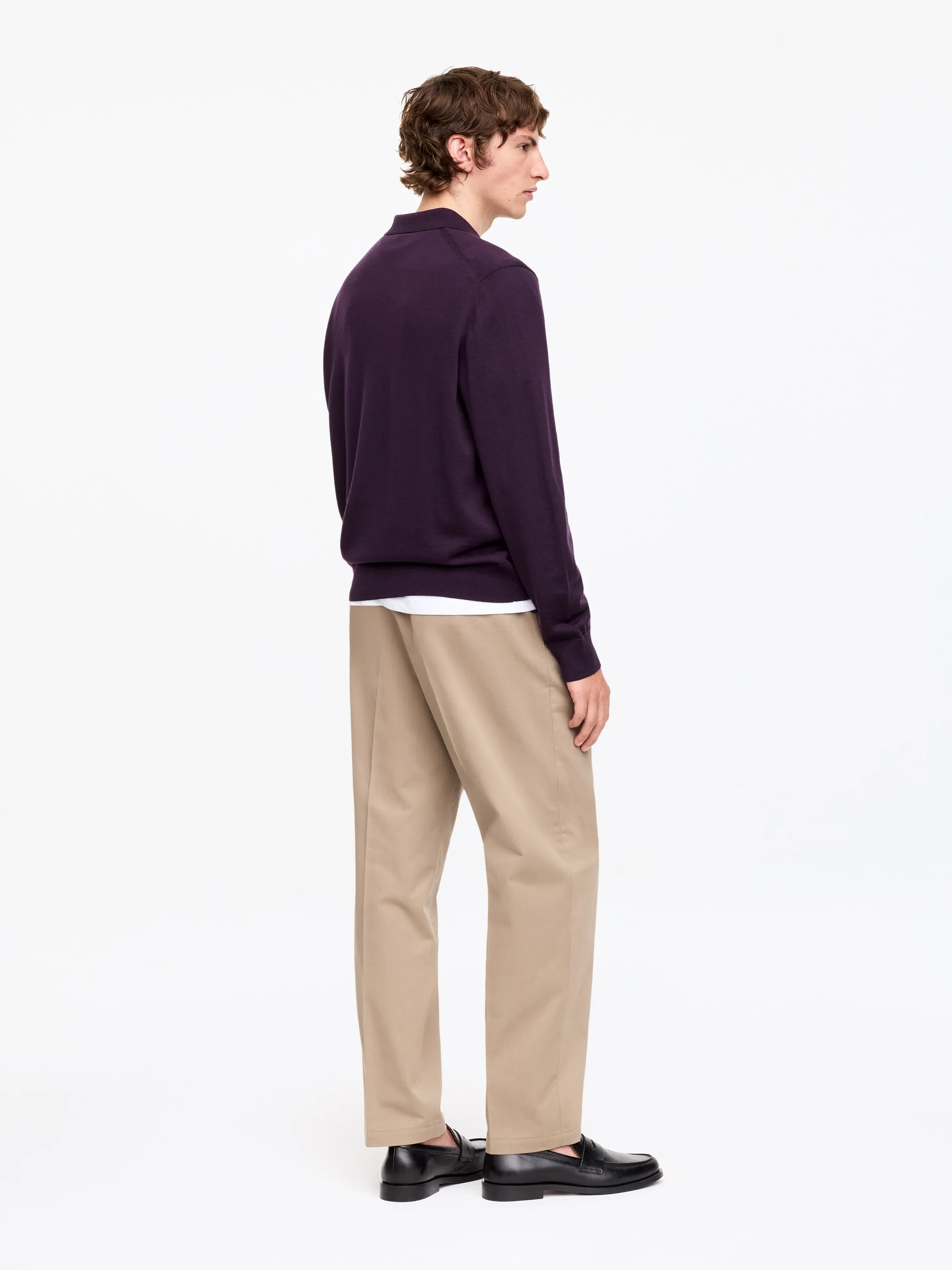 Polo en laine mérinos - Mauve foncé