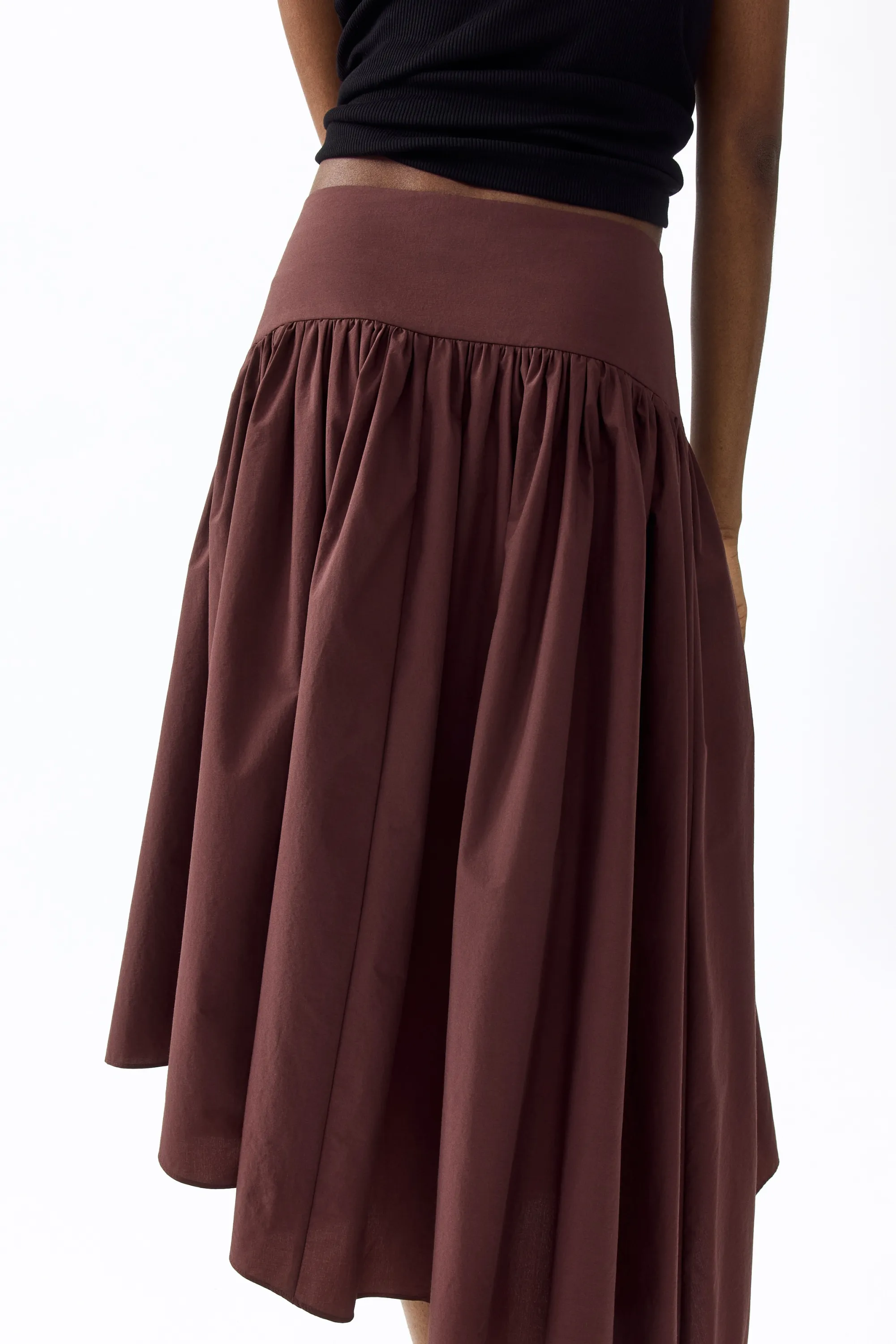 Jupe midi asymétrique - Marron foncé