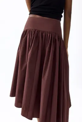 Jupe midi asymétrique - Marron foncé — photo 1