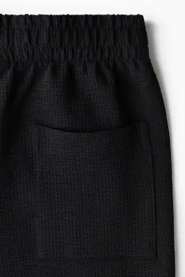 Short gaufré Relaxed Fit - Noir — photo 5