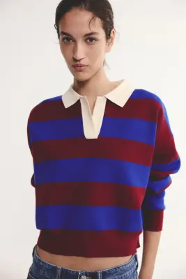 Polo oversize - Bleu vif/rayé — photo 1