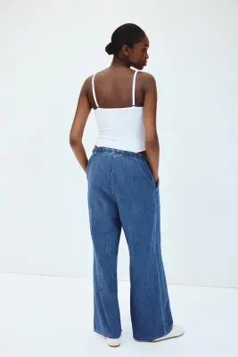 MAMA Pantalon en denim avec cordon de serrage - Bleu denim — photo 2