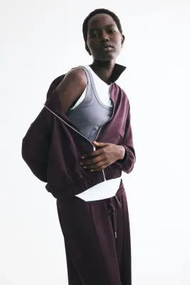 Veste de survêtement finement côtelée - Violet foncé — photo 1