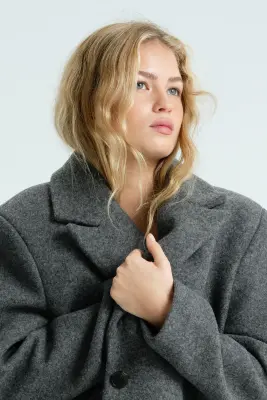 Manteau à fermeture droite - Gris chiné — photo 1