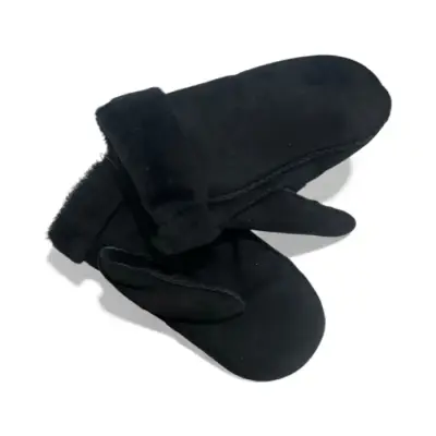 Moufles Cuir & Fourrure Noire — photo 1