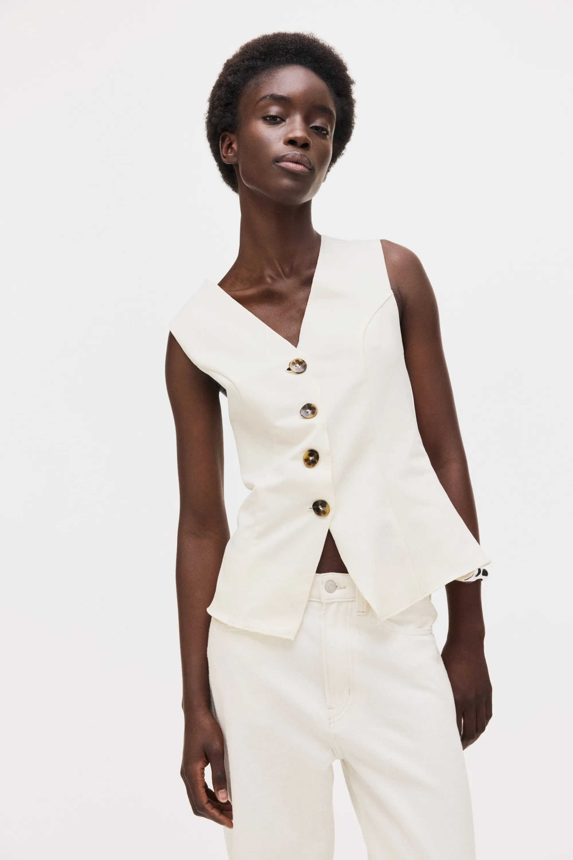 Gilet sans manches en jersey - Crème