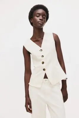 Gilet sans manches en jersey - Crème — photo 1