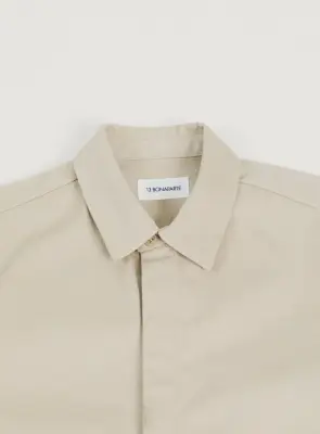 Overshirt with Front Cuts in Ivory Canvas — photo 3