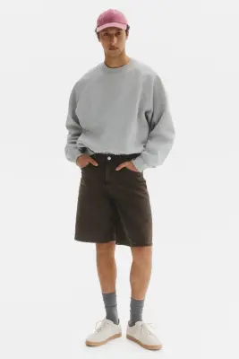 Short Relaxed Fit en denim - Marron denim — photo 1