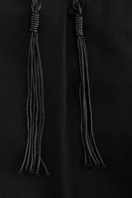Pantalon en lin mélangé avec ceinture à nouer - Noir — photo 5