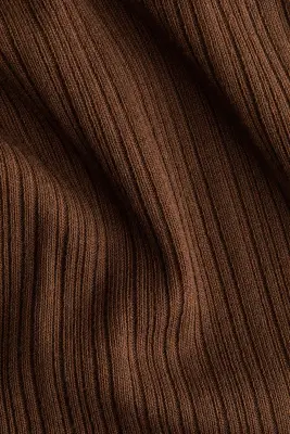 Pantalon évasé en maille côtelée - Marron — photo 2