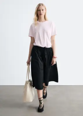T-shirt en coton à col rond - Rose clair — photo 3