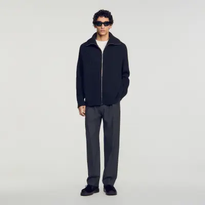 Cardigan à zip en laine texturée