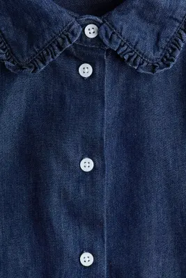 Chemise en popeline de coton - Bleu denim foncé — photo 4