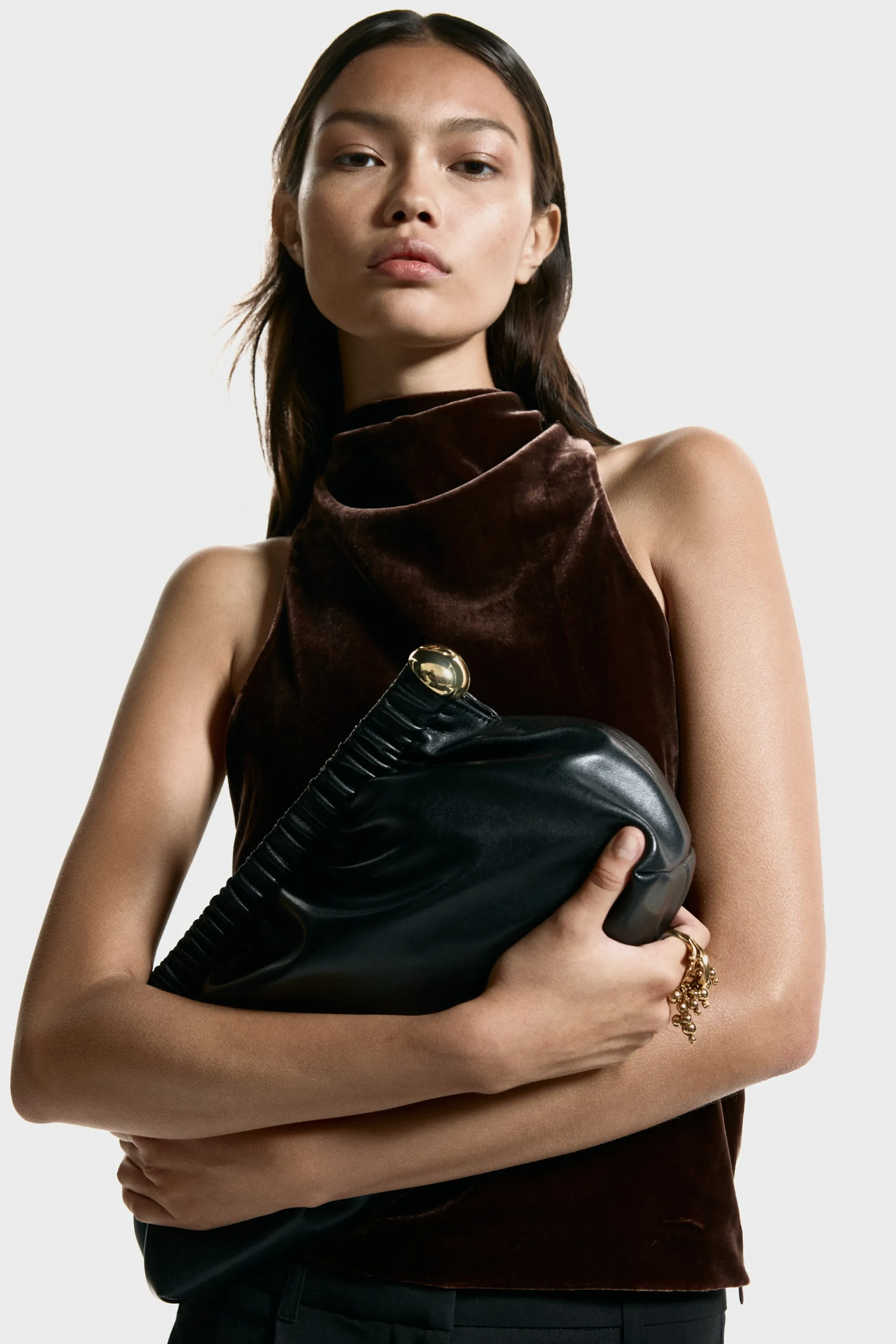 Top dos nu en velours - Marron foncé