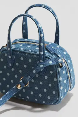 Sac crossbody en denim - Bleu denim/pois — photo 2