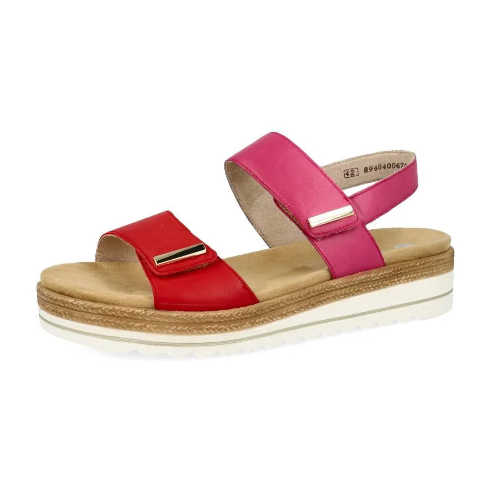 Sandales Remonte D0Q59-31 Rouge Rose - Lacets Velcro Grande Pointure Femme