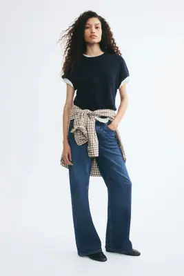 T-shirt en maille - Bleu marine — photo 1