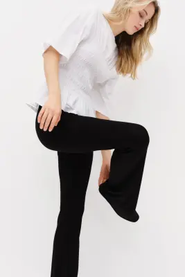 Pantalon évasé en jersey - Noir — photo 1