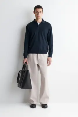 POLO EN COTON PIQUÉ À BORDURE CONTRASTÉE - MARINE / VERT — photo 1