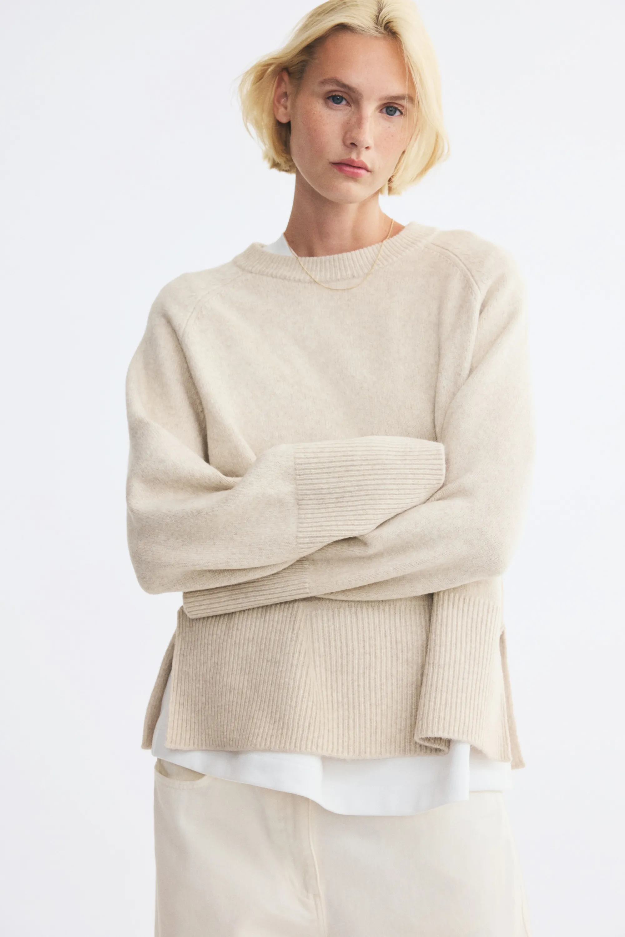 Pull à manches raglan - Beige clair