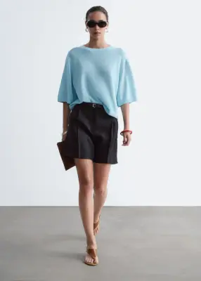 T-shirt en maille de coton - Turquoise clair — photo 2